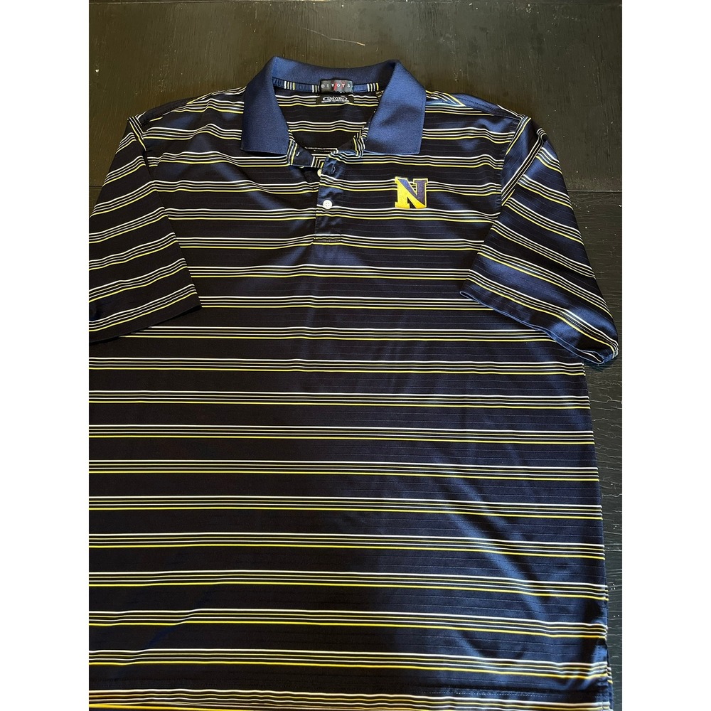Divots Driway‎ Navy Midshipmen Polo Shirt Striped Golf Athletic Mens 2XL